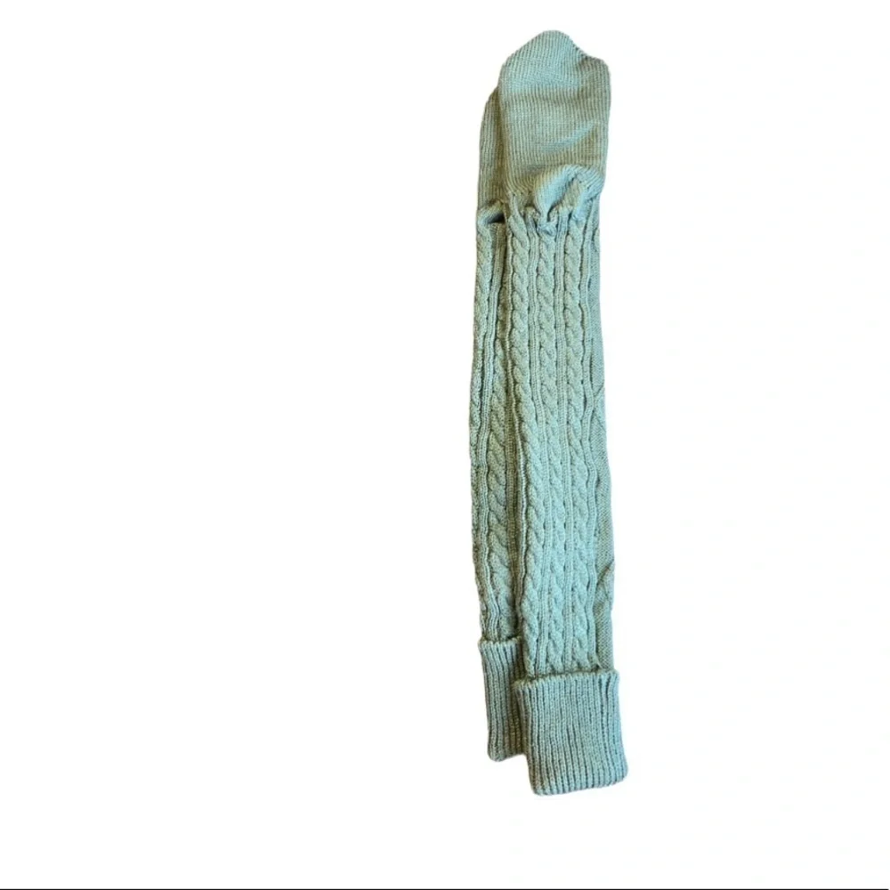 Women's Green Cuffed Cable Knit Boot Socks
